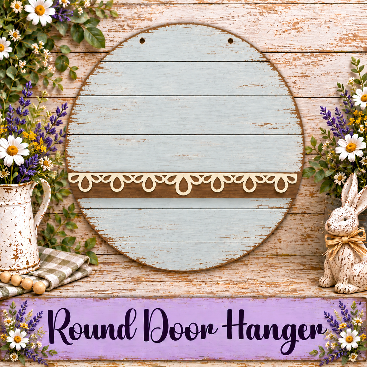 Unfinished MDF Round Door Hanger Interchangeable Base