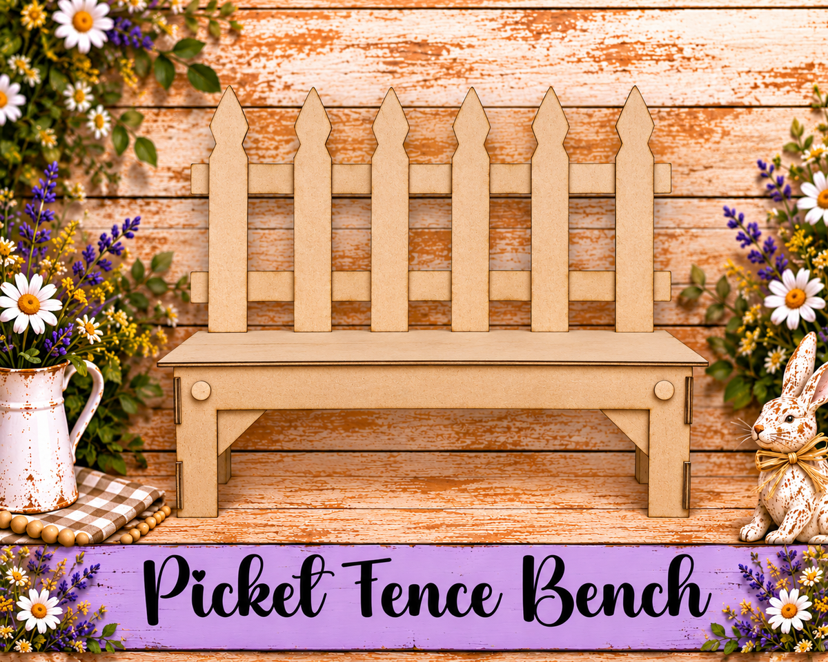 Unfinished MDF Picket Fence Bench Base