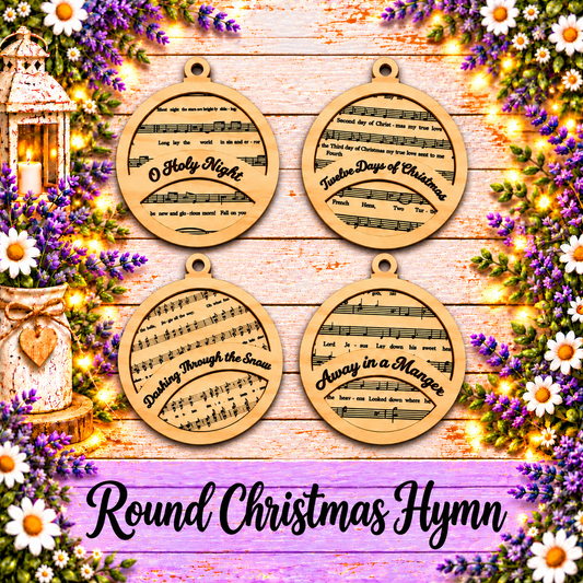 Unfinished MDF Round Christmas Hymn Ornaments – Set of 4