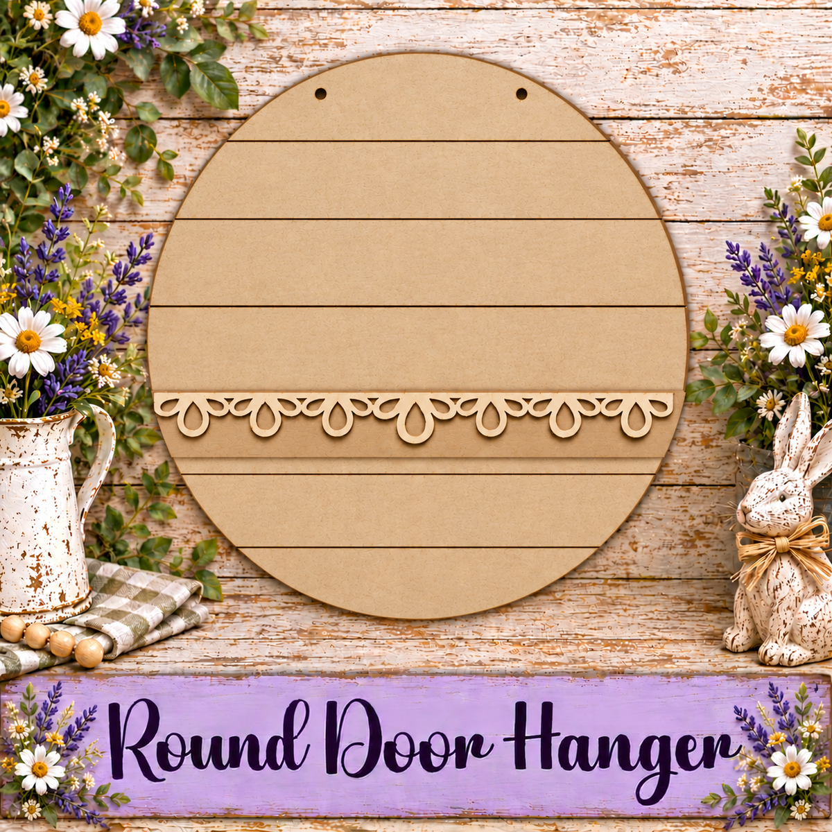 Unfinished MDF Round Door Hanger Interchangeable Base