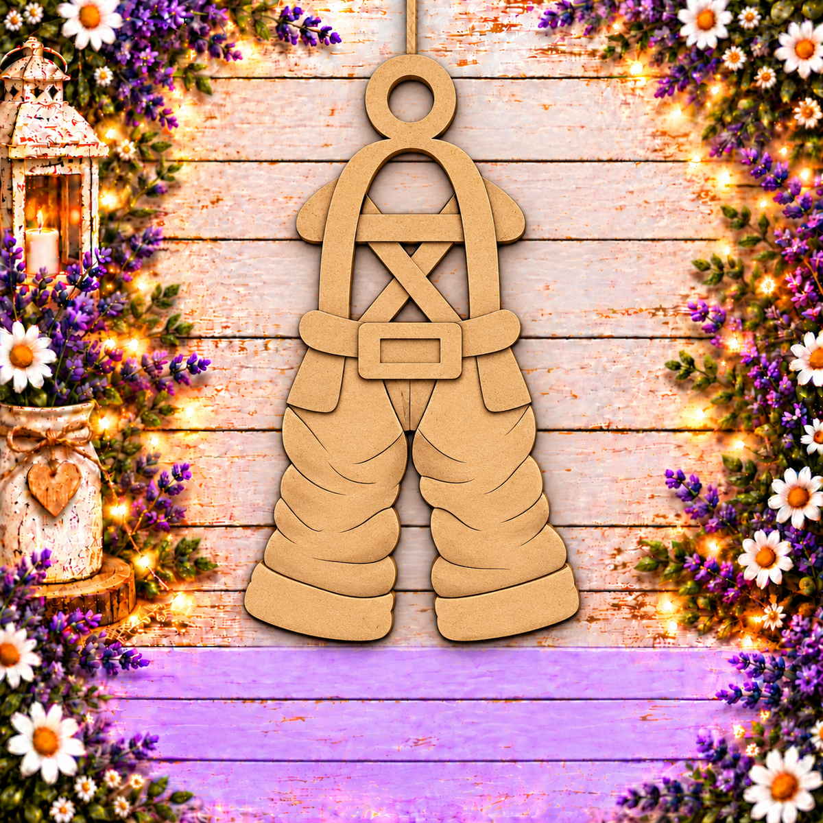Unfinished MDF Santa's Overalls Double-Sided Ornament