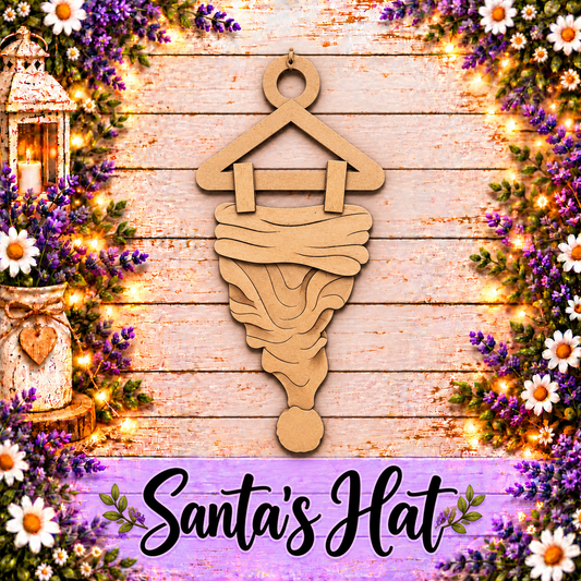 Unfinished MDF Santa's Hat Double-Sided Ornament