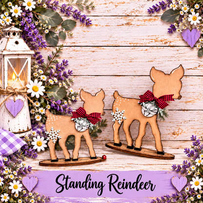 Standing Reindeer Unfinished MDF Christmas Reindeer - Set of 2