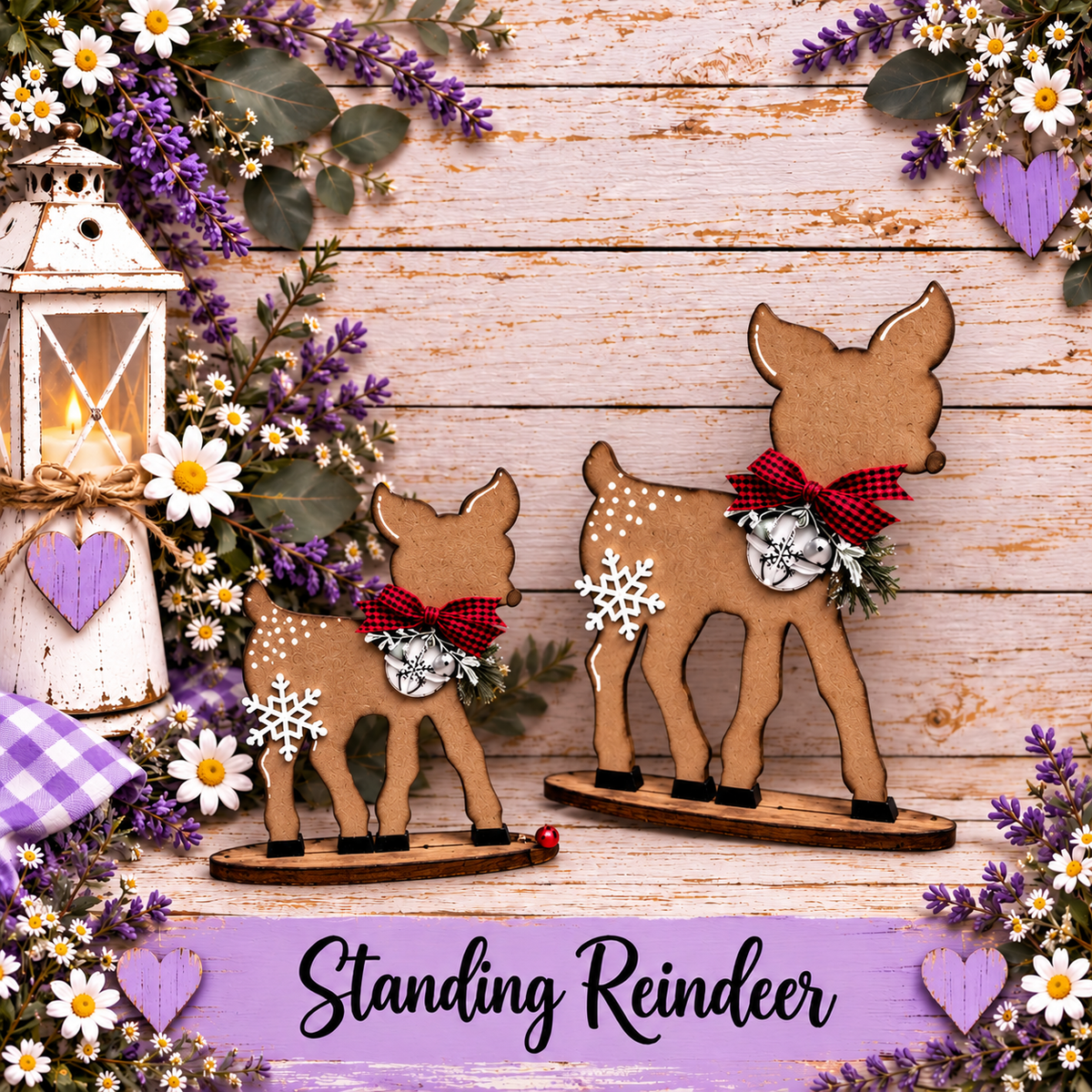 Standing Reindeer Unfinished MDF Christmas Reindeer - Set of 2