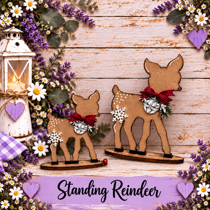 Standing Reindeer Unfinished MDF Christmas Reindeer - Set of 2