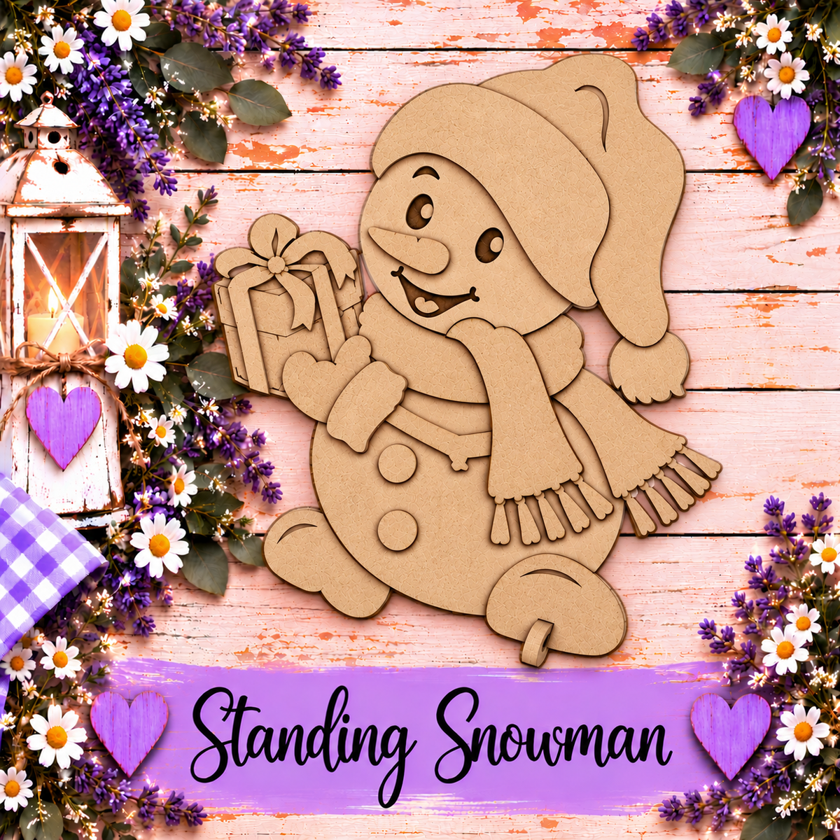 Standing Snowman – 14" Unfinished MDF Christmas Décor