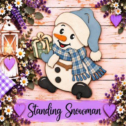 Standing Snowman – 14" Unfinished MDF Christmas Décor