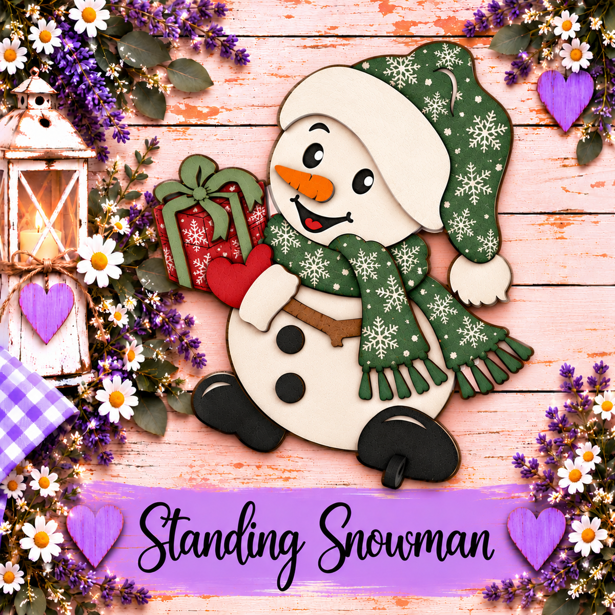 Standing Snowman – 14" Unfinished MDF Christmas Décor