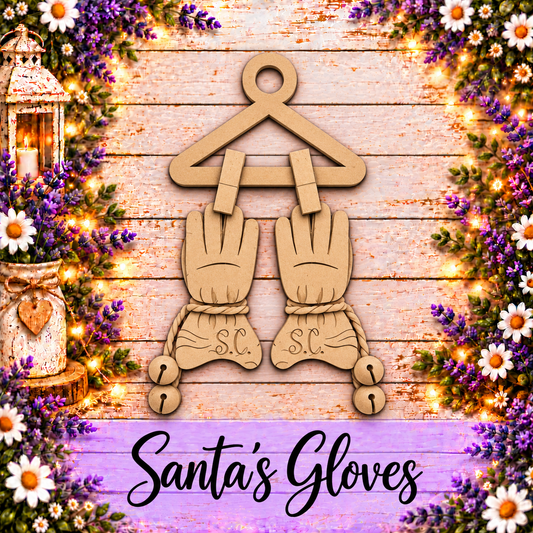 Unfinished MDF Santa's Gloves Double-Sided Ornament