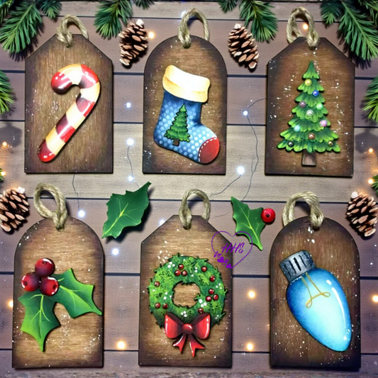 Rustic Christmas Tag Ornament Set – Festive Layered Holiday Collection (6 Designs)