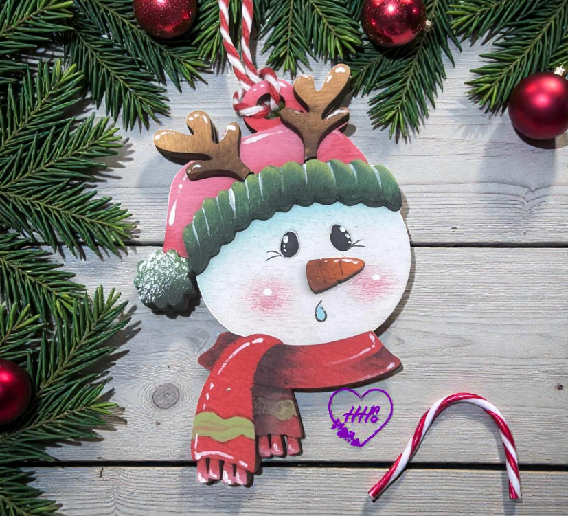 Whimsical Snowman Ornament Set – Layered Christmas Characters