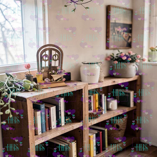 Unfinished Spring Garden Door Insert for Arched Doorway Base – DIY MDF Interchangeable Decor Arched Doorway Decor – DIY MDF Cottage Core Shelf Accent