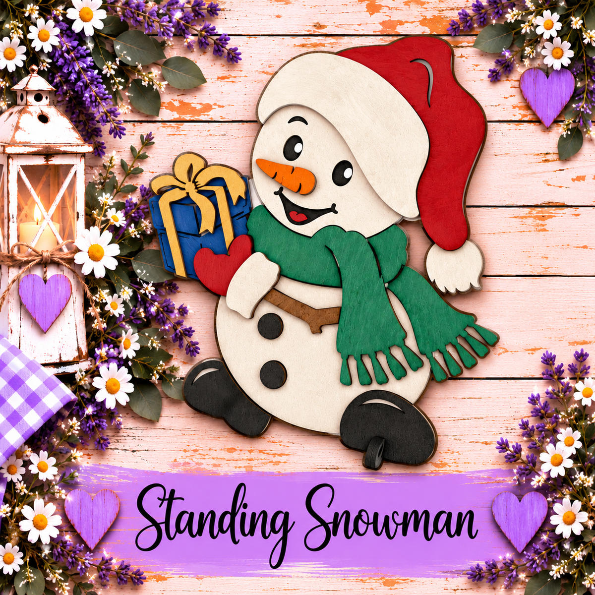Standing Snowman – 14" Unfinished MDF Christmas Décor