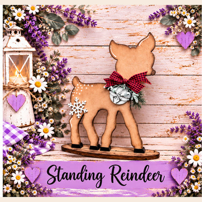 Standing Reindeer Unfinished MDF Christmas Reindeer - Set of 2