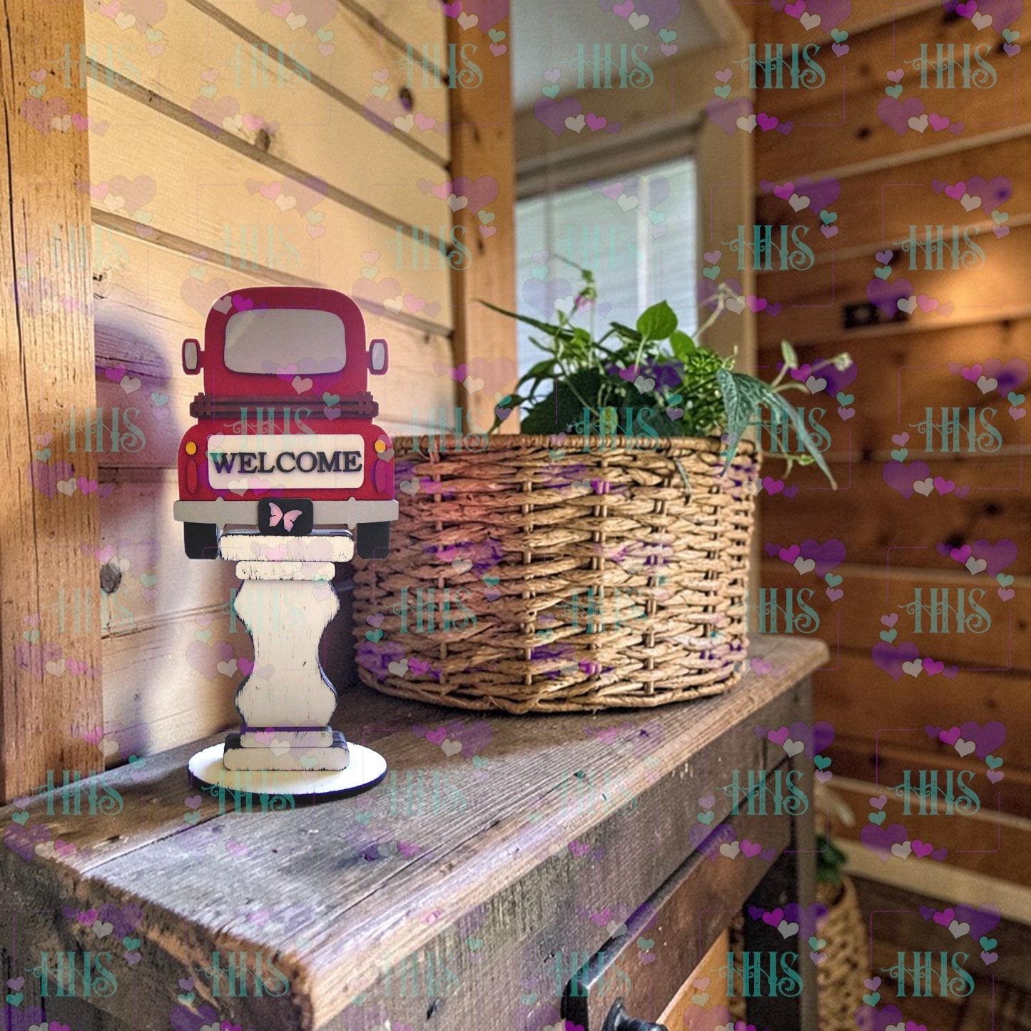 Unfinished Welcome Truck Insert for Spindle Base – DIY MDF Interchangeable Decor