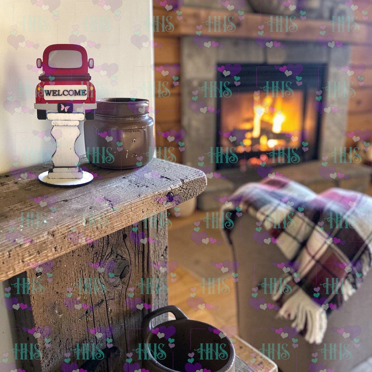 Unfinished Welcome Truck Insert for Spindle Base – DIY MDF Interchangeable Decor