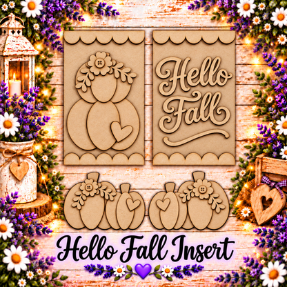 Unfinished MDF Hello Fall Insert