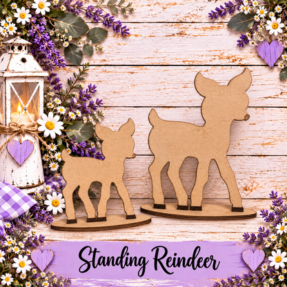 Standing Reindeer Unfinished MDF Christmas Reindeer - Set of 2