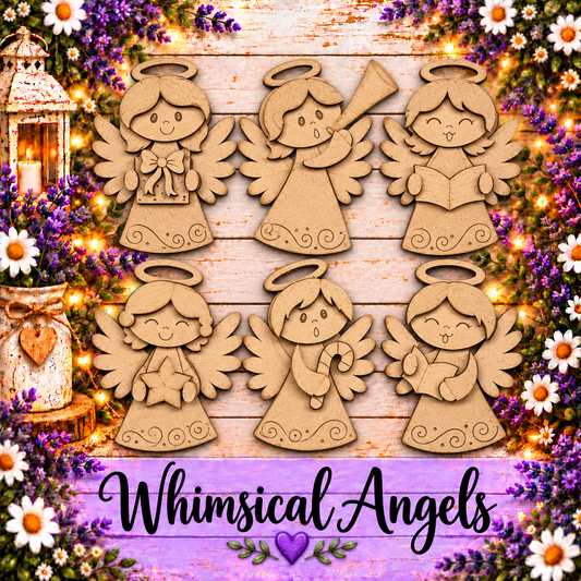 Unfinished MDF Whimsical Angels – Set of 6