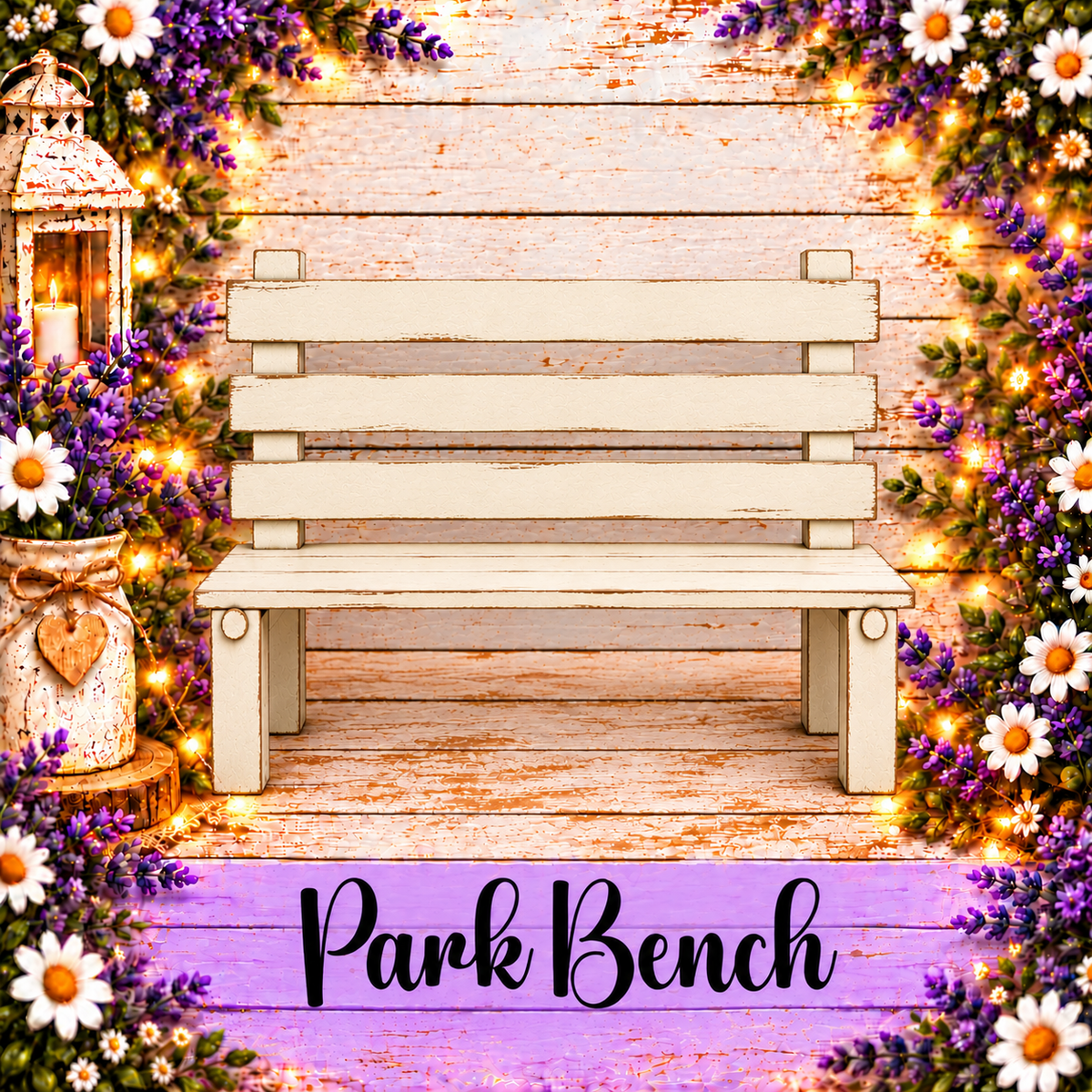 Unfinished MDF Park Bench Interchangeable Base