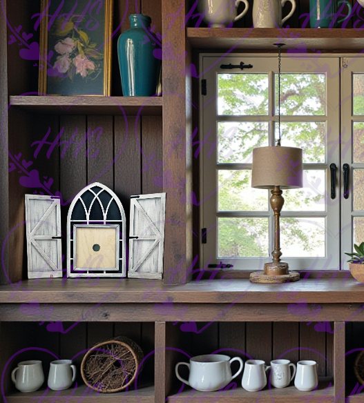 Unfinished MDF Window Shutters Base, DIY Wood Window Frame, Seasonal Insert Holder, Paint Your Own Window Decor