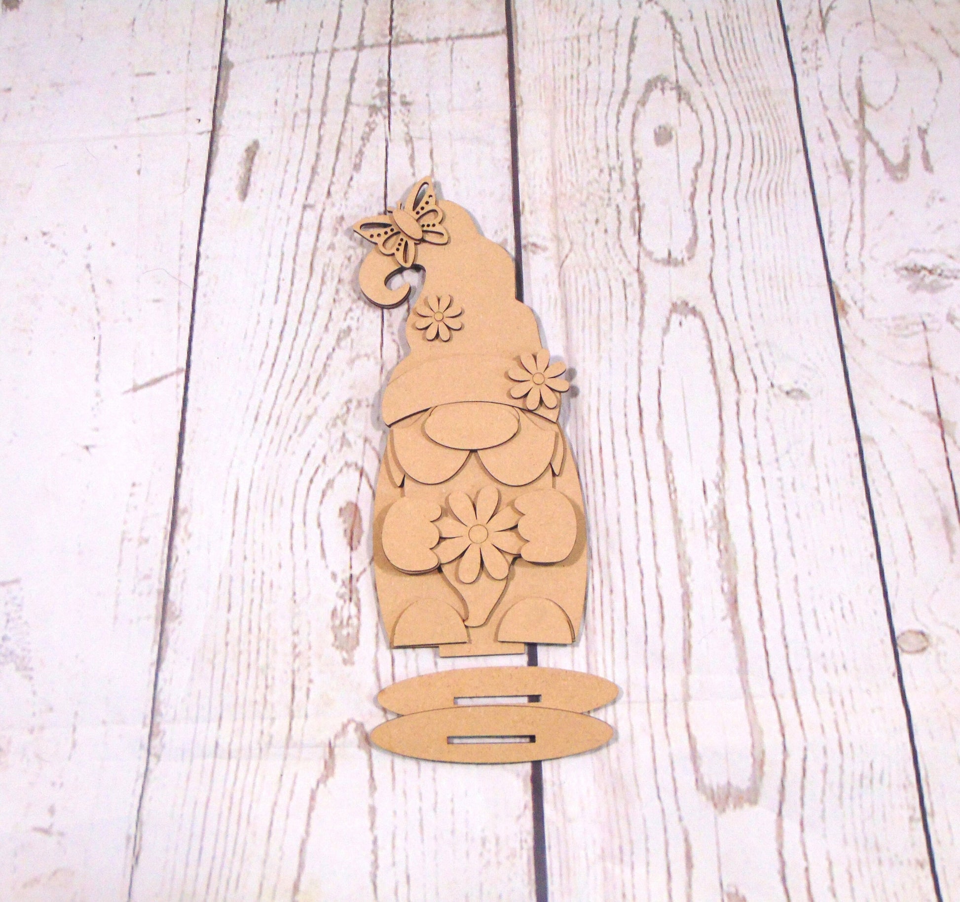 DIY Unfinished MDF Spring Gnome Kit - Craft Your Whimsical Garden Decor Project