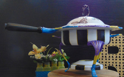 Fluttering Elegance: Upcycled Silver Chafing Dish with Enchanting Butterflies and Artistic Paint Finishes | Sustainable Art | Butterflies