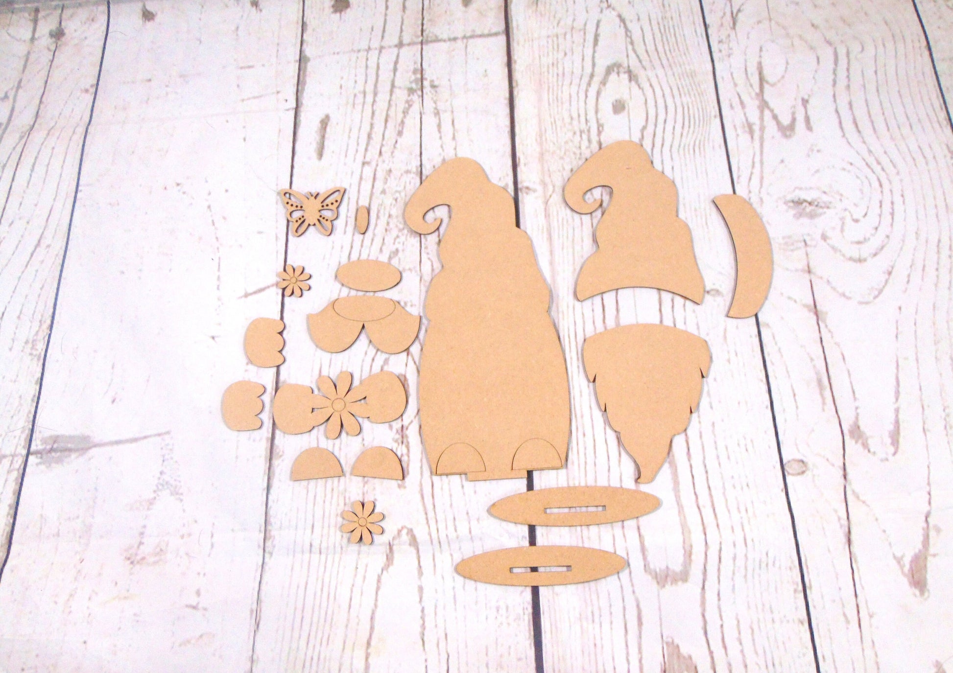 DIY Unfinished MDF Spring Gnome Kit - Craft Your Whimsical Garden Decor Project
