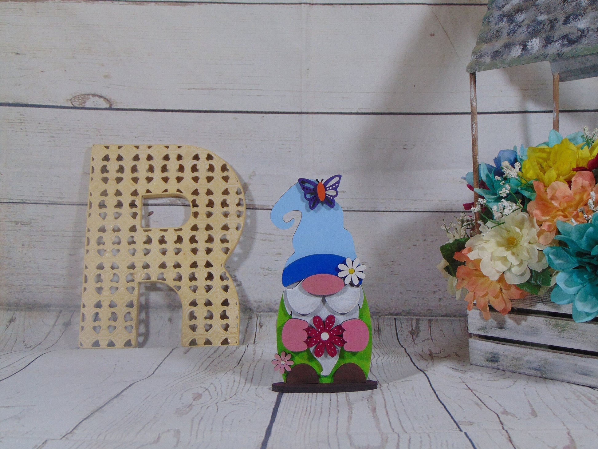 DIY Unfinished MDF Spring Gnome Kit - Craft Your Whimsical Garden Decor Project
