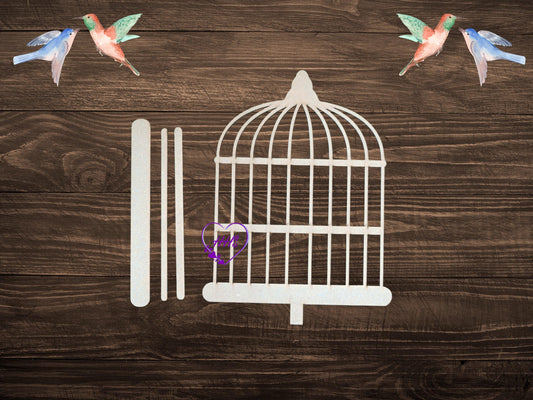 DIY Birdcage Pedestal Kit | Unfinished Wood Craft Kit | Farmhouse Birdcage Decor | Laser Cut Craft Supply | Spring or Everyday Decor