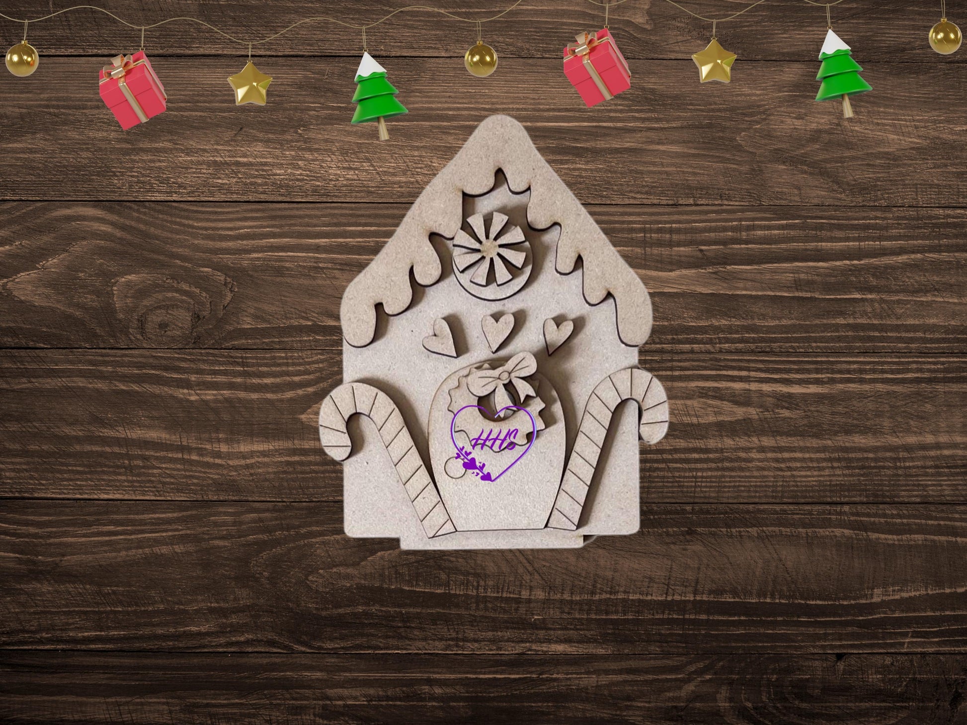 Gingerbread Bench Addon| Gingerbread Baking Co. Wooden Set - Gingerbread House, Gingerbread Men, and Sweet Christmas Tags