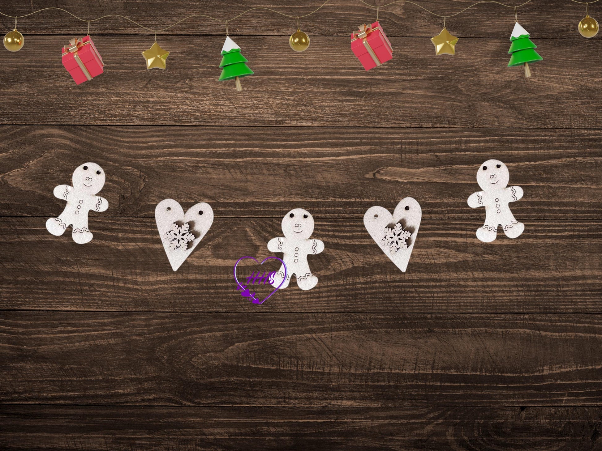 Gingerbread Bench Addon| Gingerbread Baking Co. Wooden Set - Gingerbread House, Gingerbread Men, and Sweet Christmas Tags