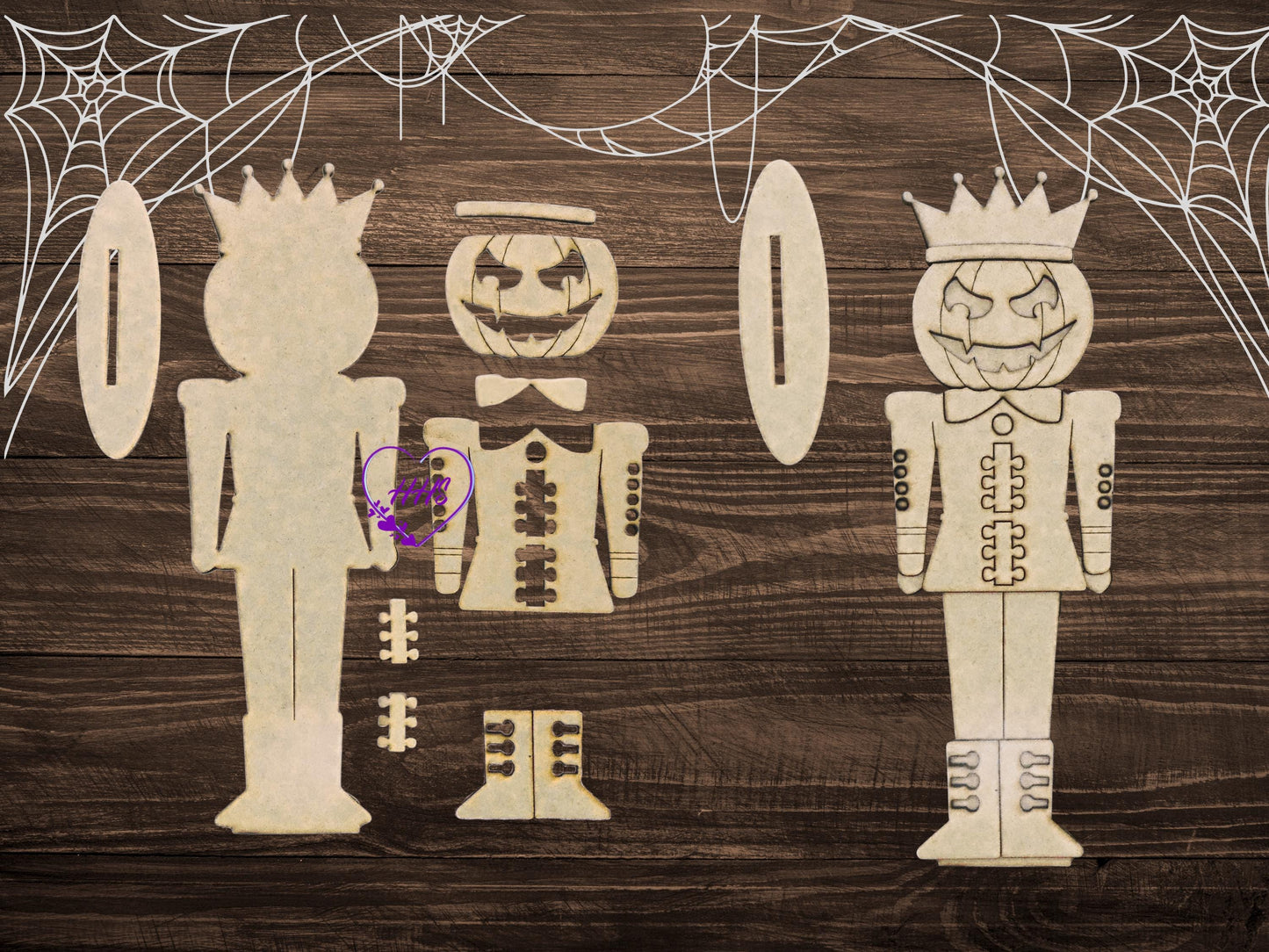 Halloween Nutcracker Trio | Skeleton, Cat & Pumpkin | Unfinished MDF Wood Cutouts | DIY Spooky Craft Blanks