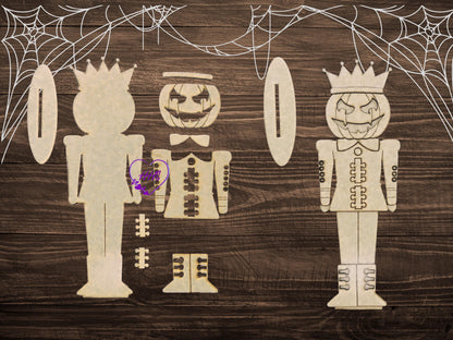 Halloween Nutcracker Trio | Skeleton, Cat & Pumpkin | Unfinished MDF Wood Cutouts | DIY Spooky Craft Blanks