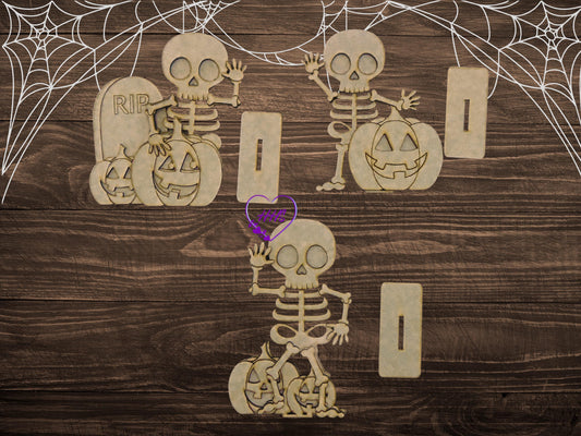 DIY Halloween MDF Cutout Set – Skeletons, Pumpkins & Tombstone