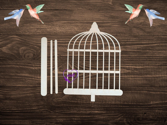 DIY Birdcage Pedestal Kit | Unfinished Wood Craft Kit | Farmhouse Birdcage Decor | Laser Cut Craft Supply | Spring or Everyday Decor
