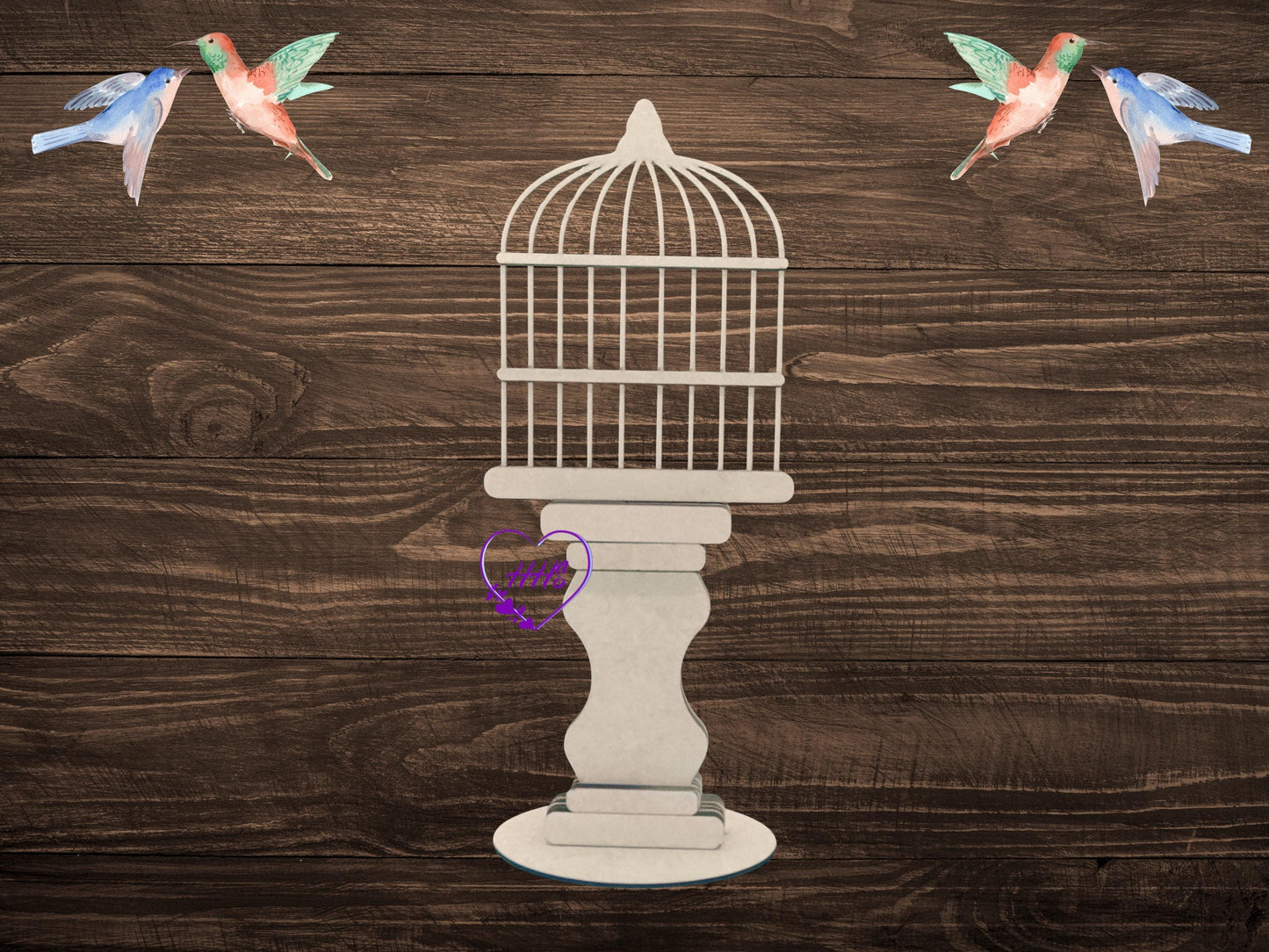 DIY Birdcage Pedestal Kit | Unfinished Wood Craft Kit | Farmhouse Birdcage Decor | Laser Cut Craft Supply | Spring or Everyday Decor