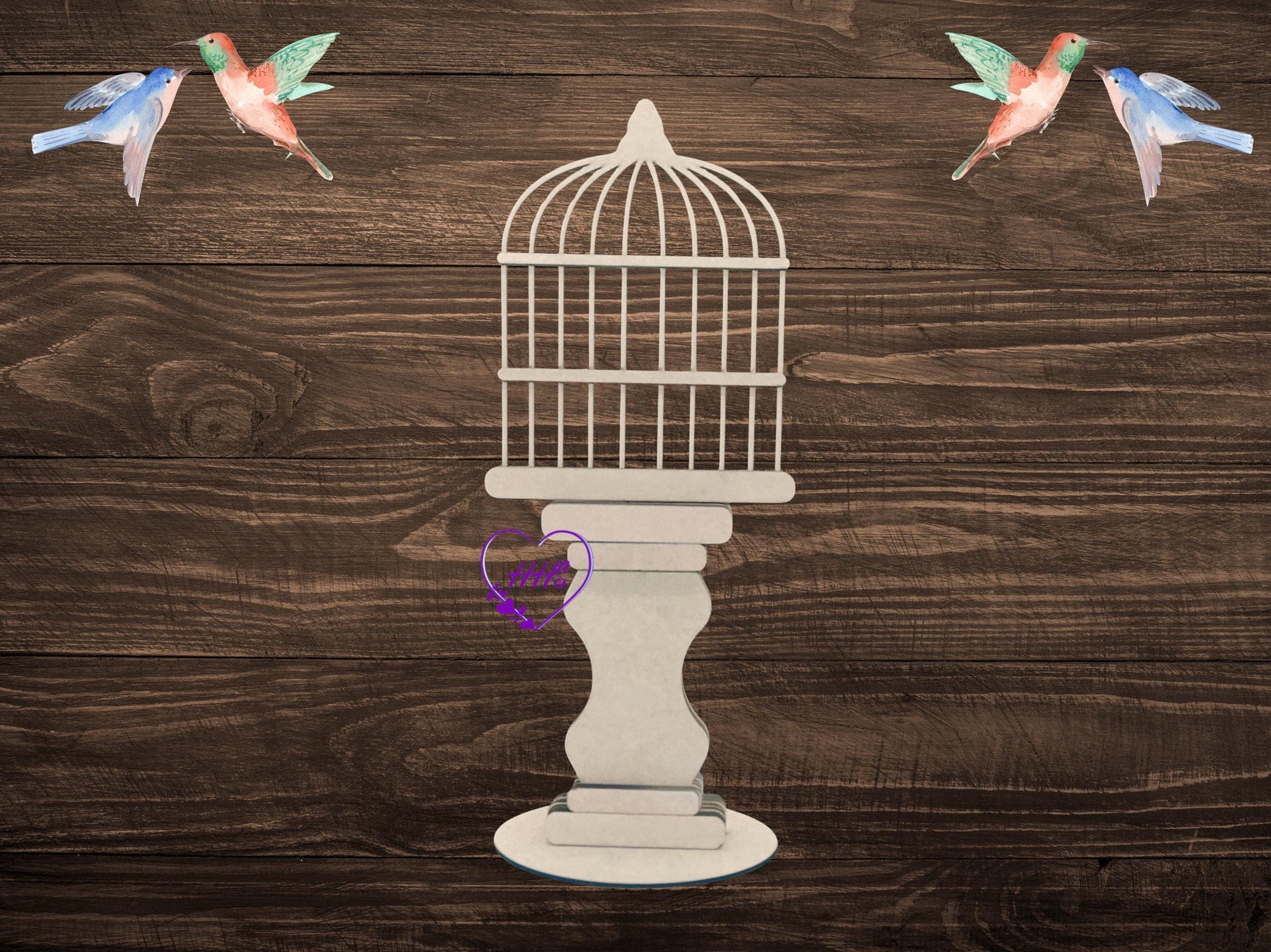 DIY Birdcage Pedestal Kit | Unfinished Wood Craft Kit | Farmhouse Birdcage Decor | Laser Cut Craft Supply | Spring or Everyday Decor