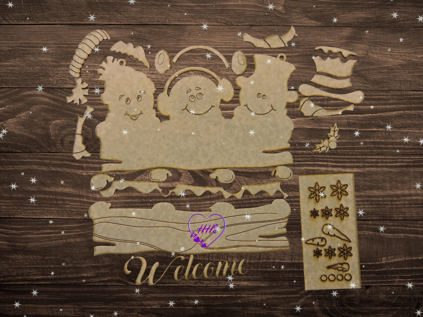 Welcome Snowman Trio Door Hanger