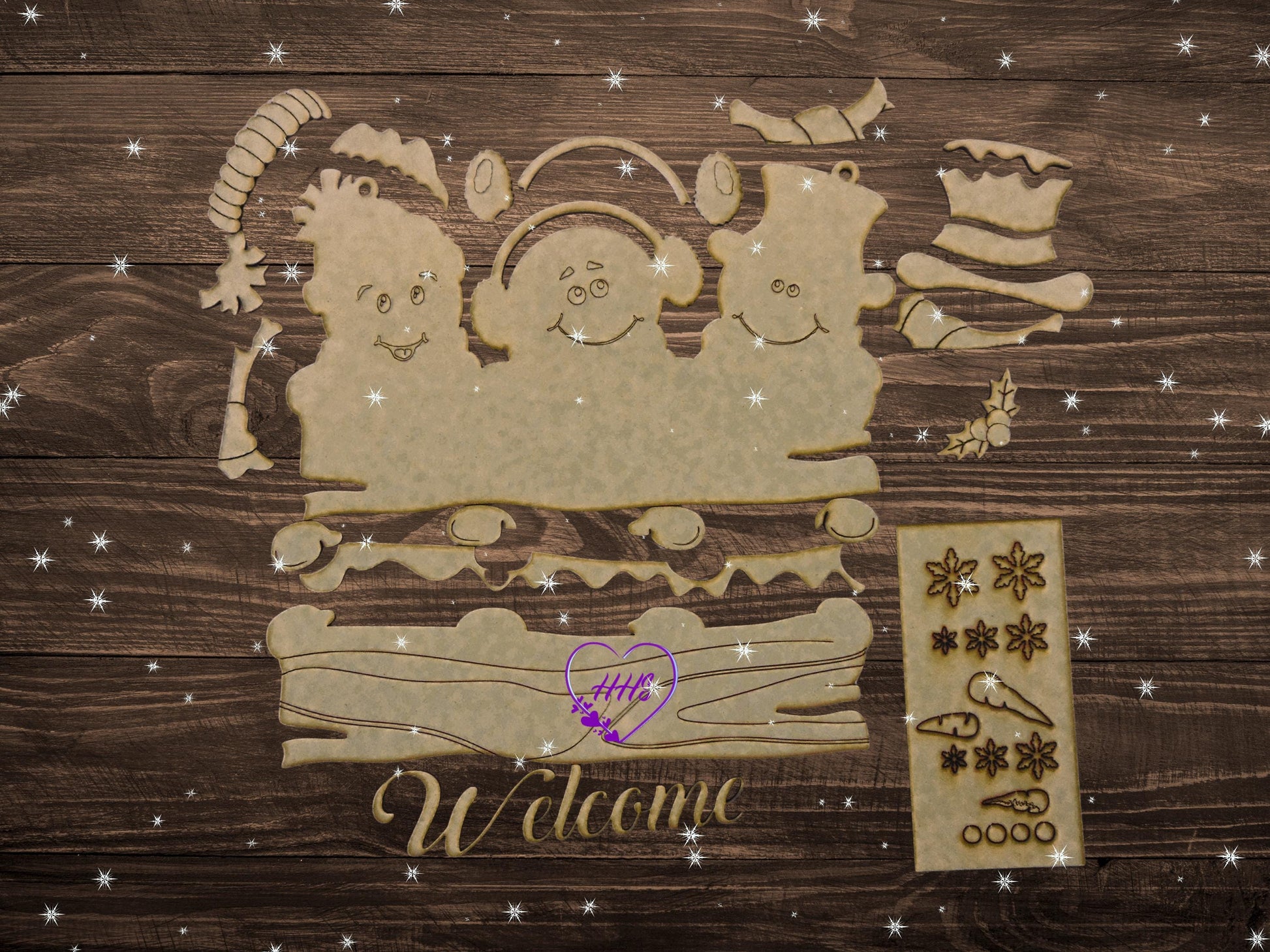 Welcome Snowman Trio Door Hanger