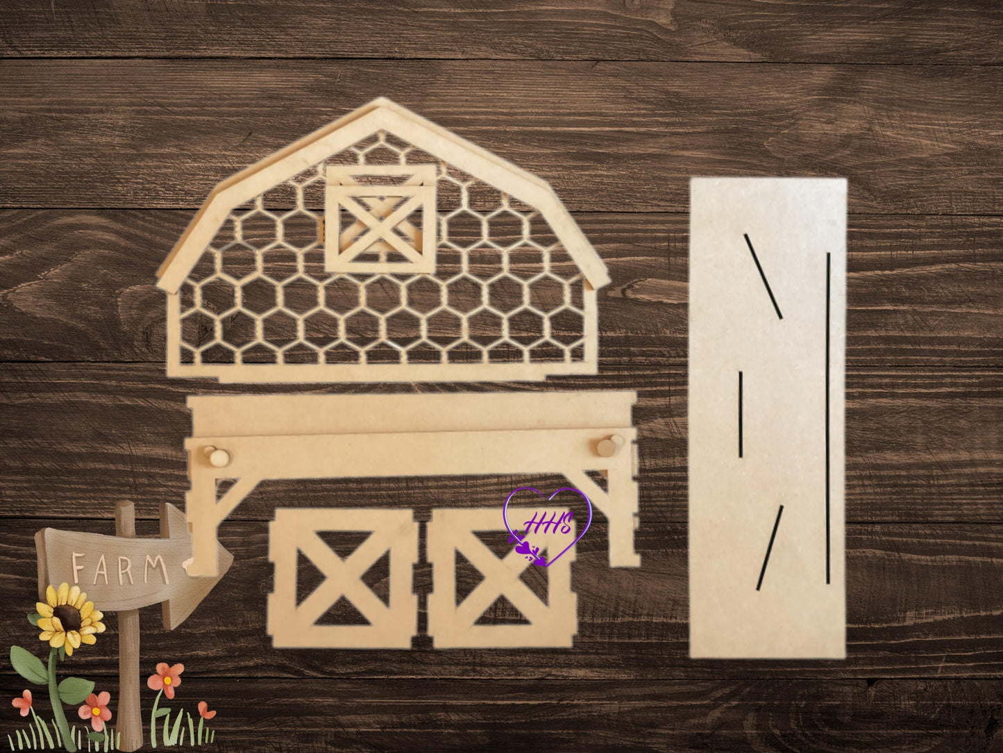 DIY MDF Barn Shelf Sitter Kit | Farmhouse Barn Tiered Tray Decor | Unfinished Wood Craft Kit | Barn Cutout Kit | Farm Decor DIY