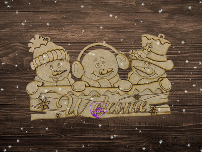 Welcome Snowman Trio Door Hanger