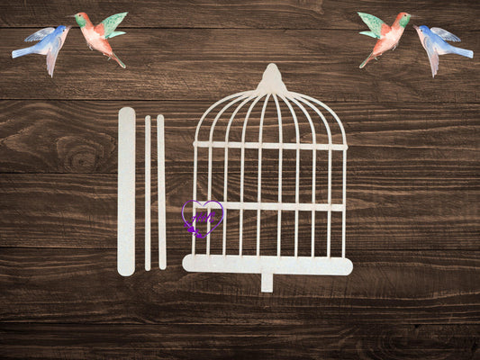 DIY Birdcage Pedestal Kit | Unfinished Wood Craft Kit | Farmhouse Birdcage Decor | Laser Cut Craft Supply | Spring or Everyday Decor