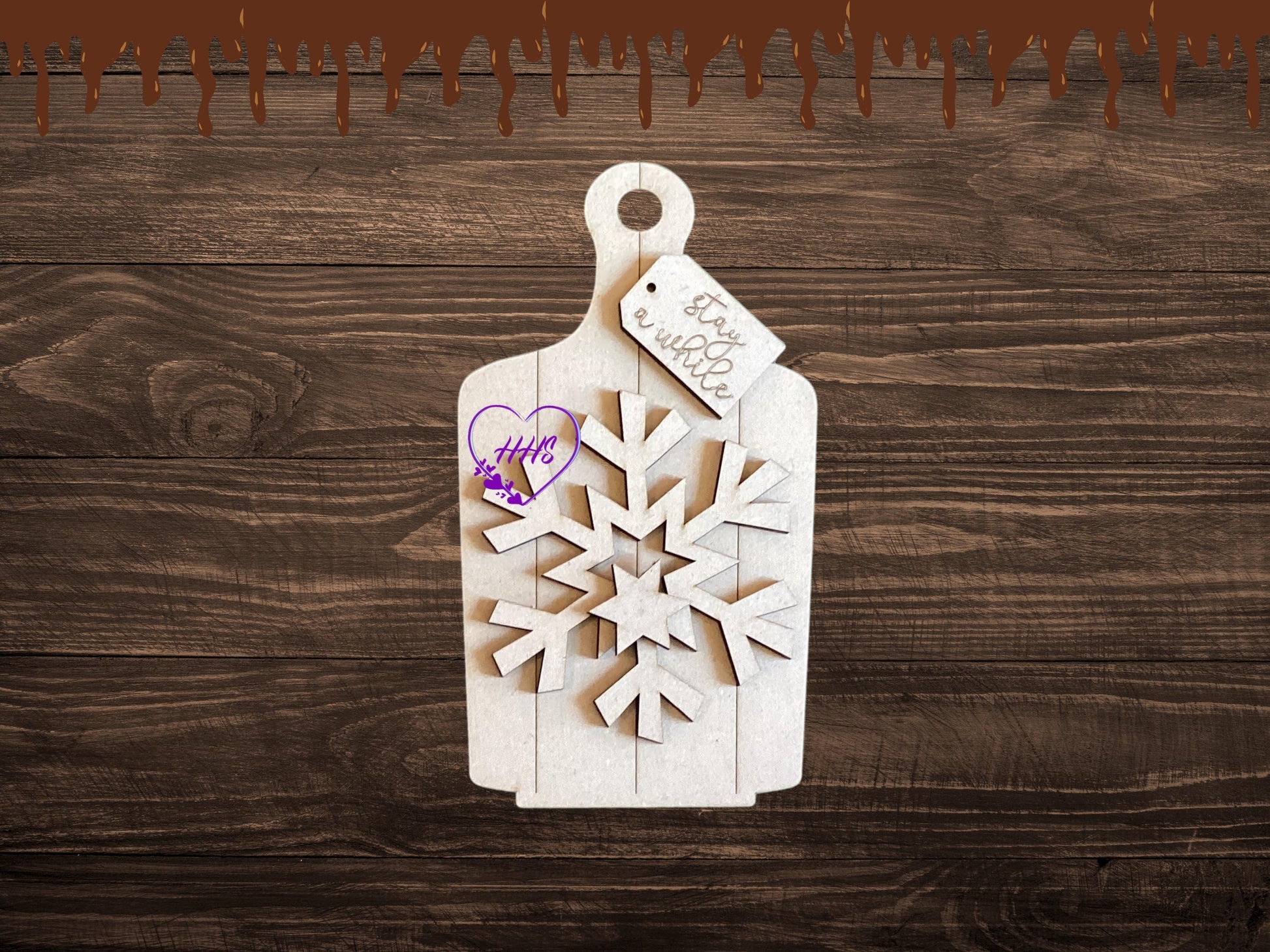 Hot Cocoa Bench Insert| Hot Cocoa Wooden Set - Snowflakes, Mittens, Trees, and Cozy Cup Tags