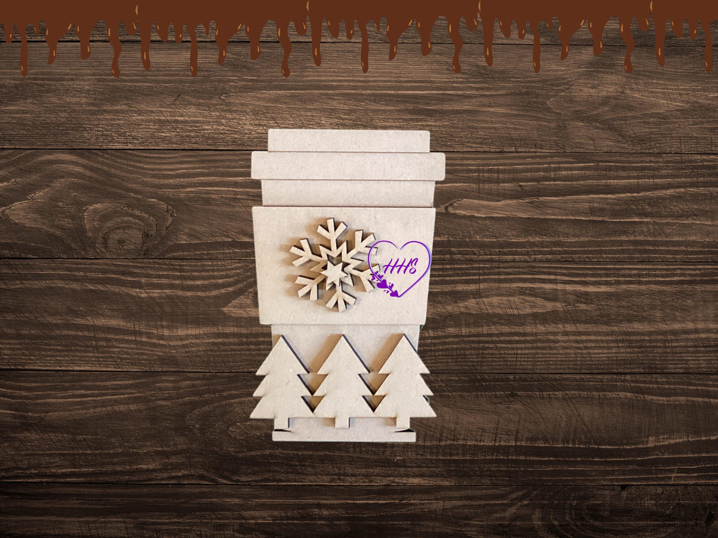 Hot Cocoa Bench Insert| Hot Cocoa Wooden Set - Snowflakes, Mittens, Trees, and Cozy Cup Tags