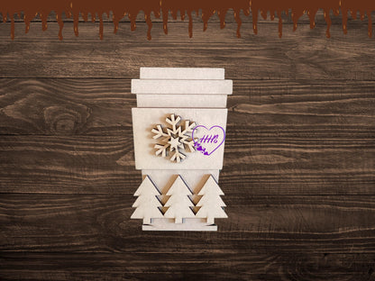 Hot Cocoa Bench Insert| Hot Cocoa Wooden Set - Snowflakes, Mittens, Trees, and Cozy Cup Tags