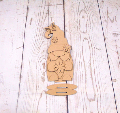DIY Unfinished MDF Spring Gnome Kit - Craft Your Whimsical Garden Decor Project