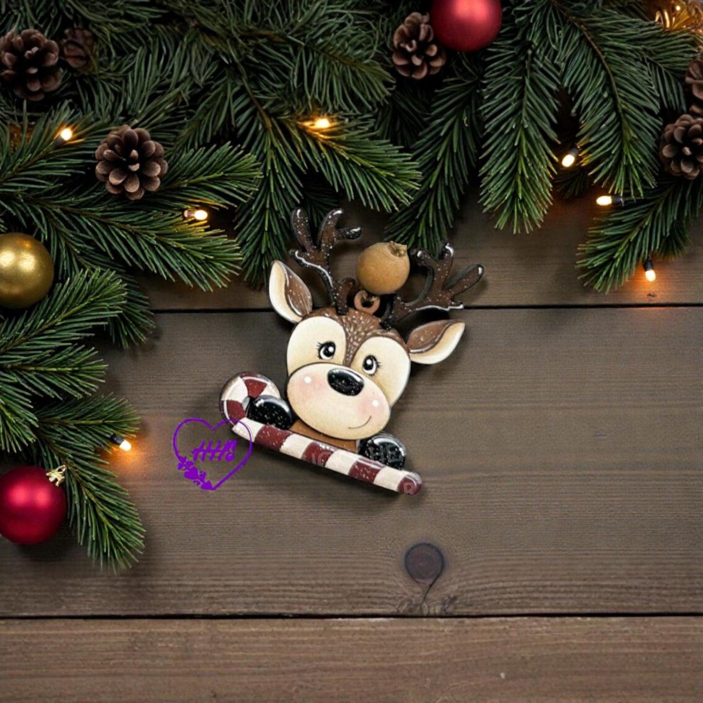 Whimsical Reindeer Ornament Set – Christmas Holiday Décor