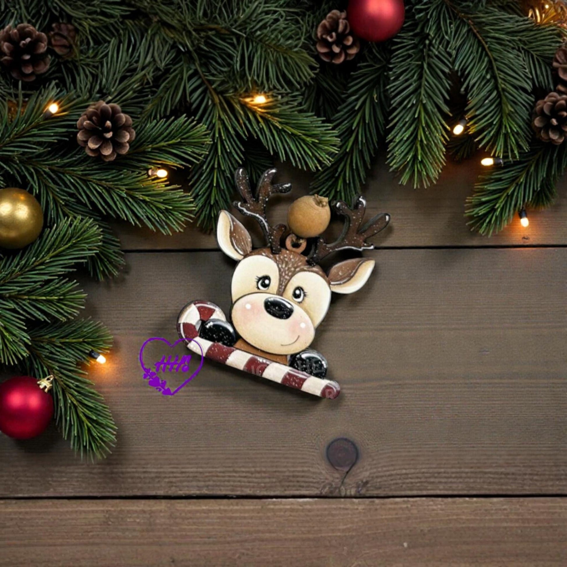 Whimsical Reindeer Ornament Set – Christmas Holiday Décor