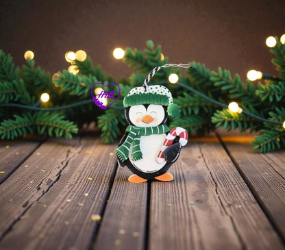 Whimsical Penguin Ornament Set – Layered Christmas Cuties